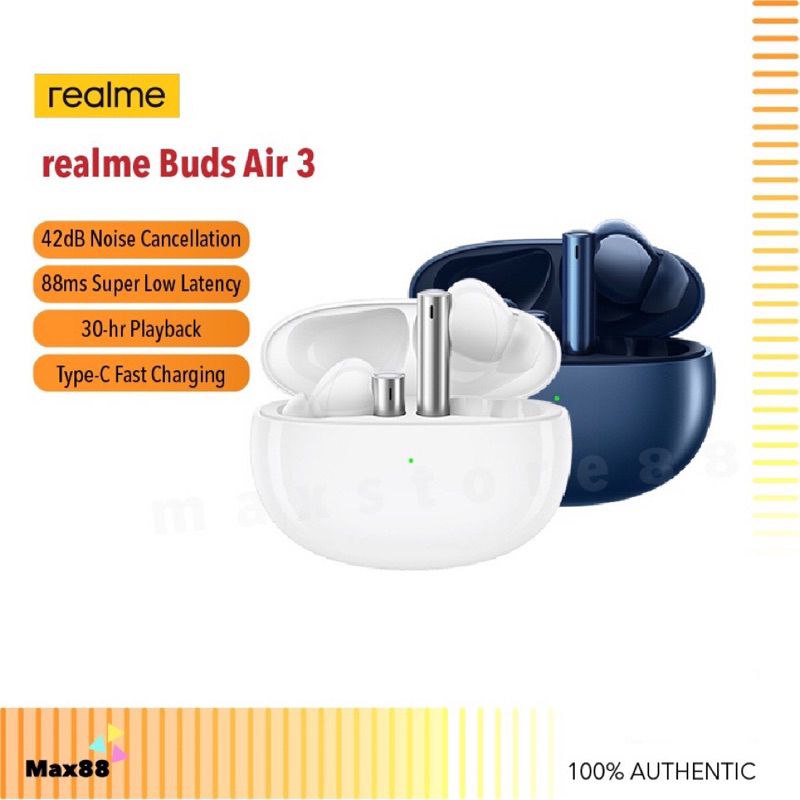 realme Buds Air 3 ANC TWS Bluetooth 5.2 True Wireless Earphones In-Ear  Earbuds Active Noise Cancellation Gaming