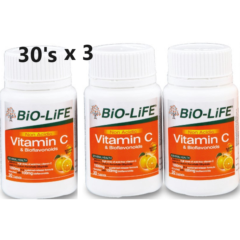 Bio-life Non Acidic Vitamin C 1000mg & Bioflavonoids 30s/30sx3 EXP06 ...