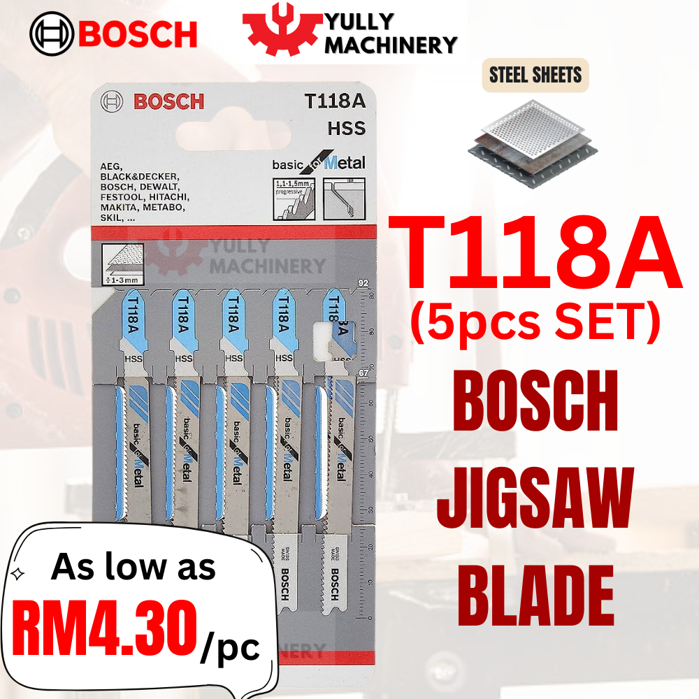(5pcs) Bosch T118A Jigsaw Blade HSS Basic for Metal 5pcs Set Shopee