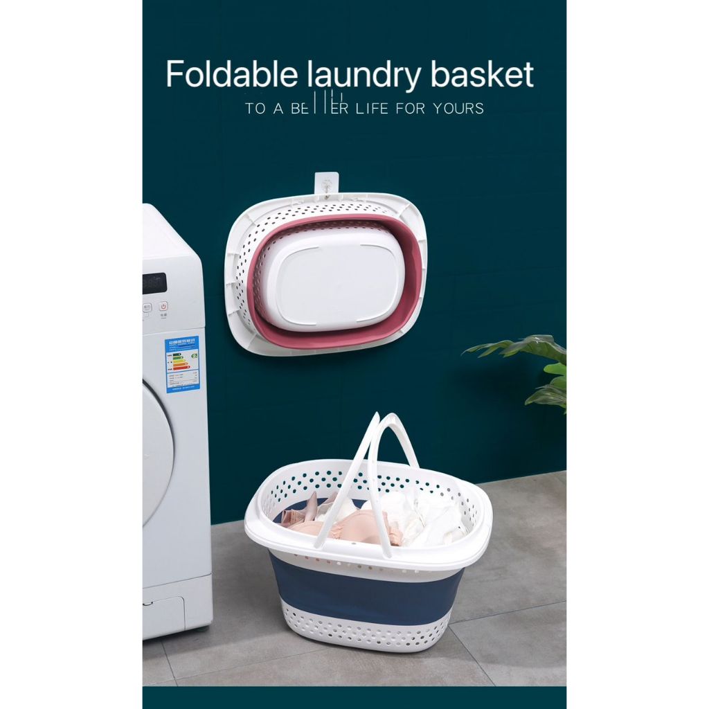 Nordic collapsible foldable laundry basket with handle storage basket