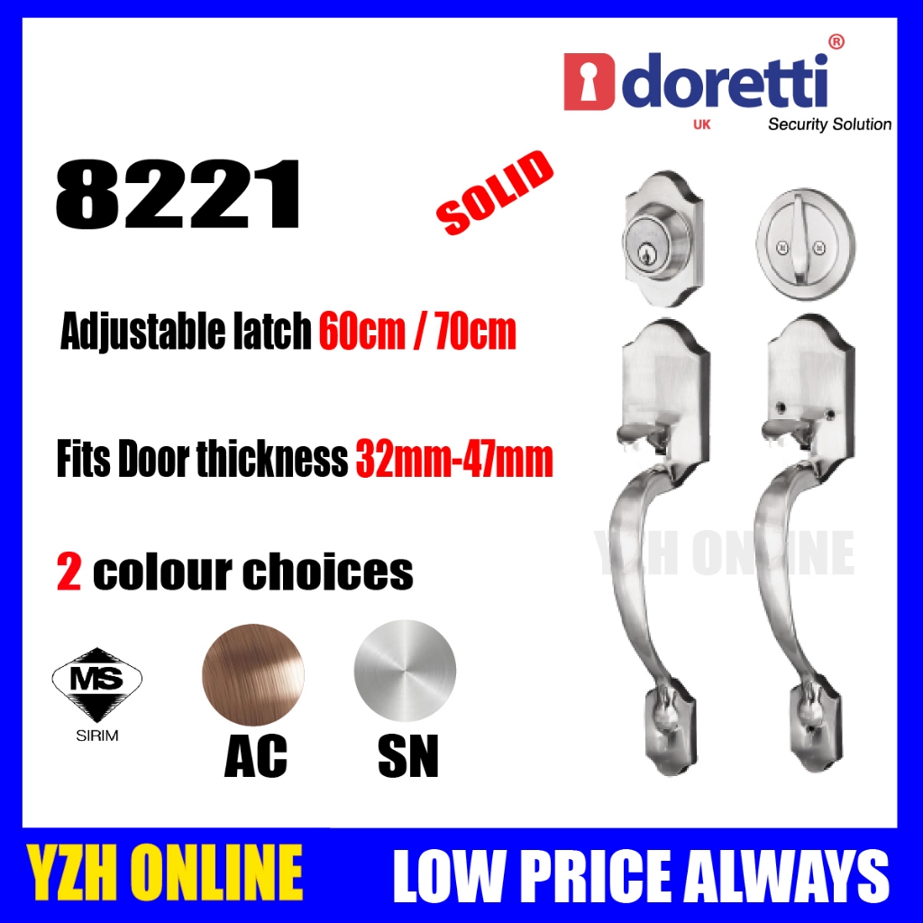 Doretti Entrance Handle Lock (solid Model) 8221AC/SN Lock Pintu Utama ...