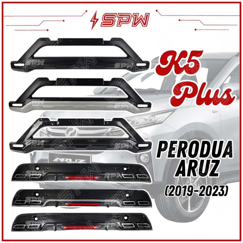 Perodua Aruz (2019-2023) K5 Plus Bodykit Front Bumper Rear Bumper Diffuser LED Reflector 2019 2020 2021 2022 Body Kit