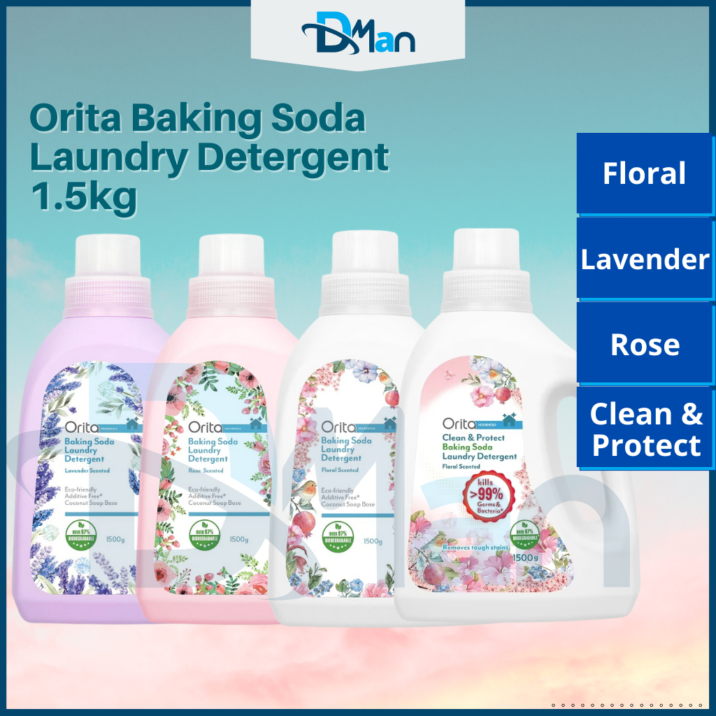 Orita Baking Soda Laundry Detergent 1.5kg 洗衣液 Flora Lavender Rose Clean & Protect Shopee