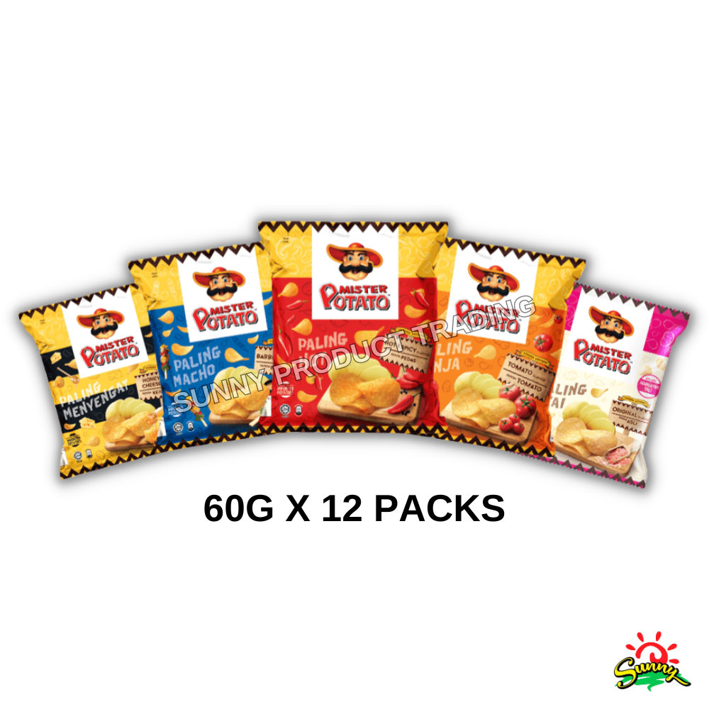 60g X 12packs Mamee Mister Potato Honey Cheesebarbecuehot And Spicytomatooriginal Halal 8983