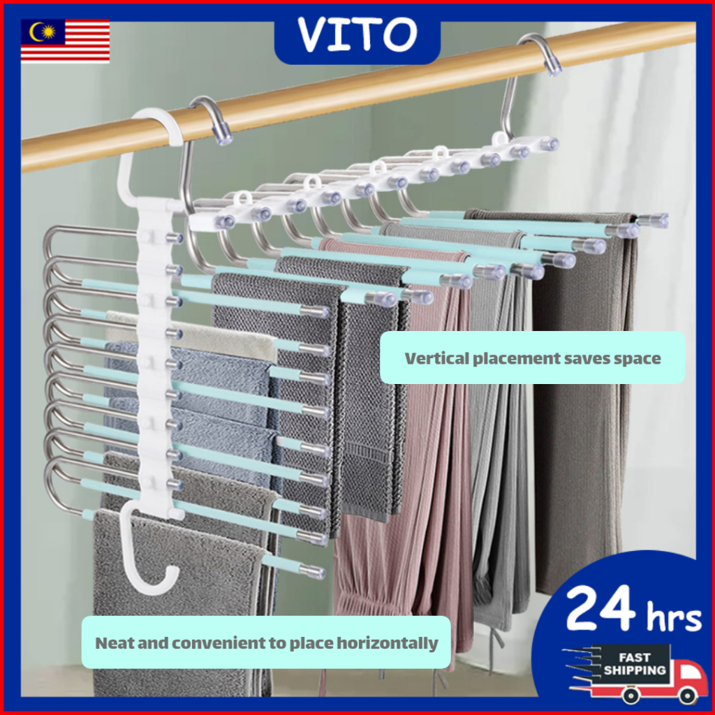 Stainless Steel Anti Slip Pants Rack Multifunctional Magic Hanger Rack ...