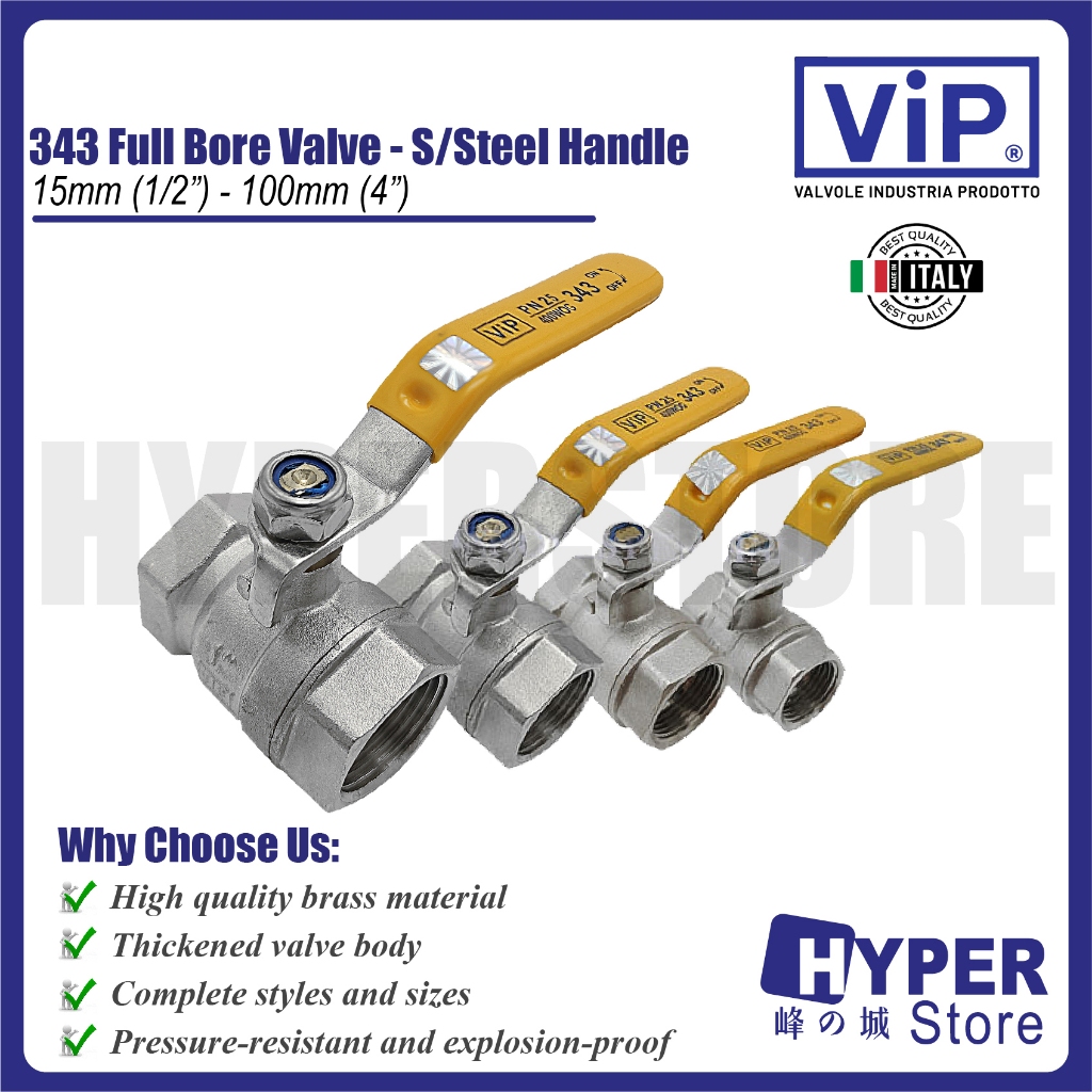 VIP 343 2inch Brass Full Bore Ball Valve/ 2'' Injap Sudut / Stainless ...