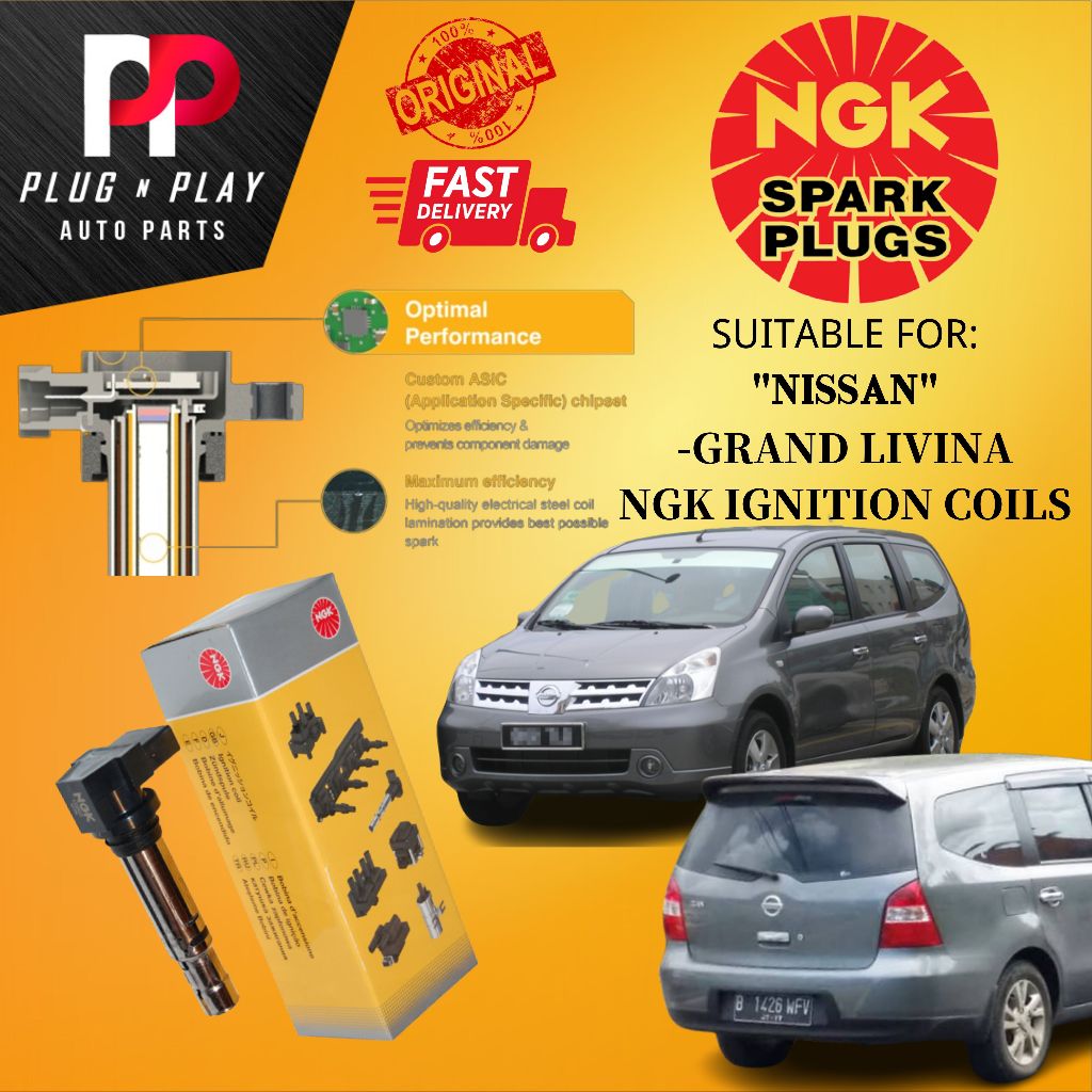 NISSAN GRAND LIVINA ( 1 PCS ) NGK IGNITION COILS / PLUG COIL 100