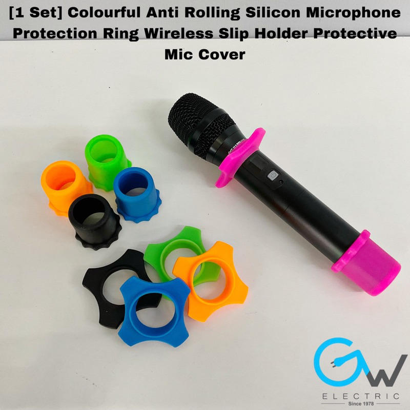 Colourful Anti Rolling Silicon Microphone Protection Ring Wireless Slip ...