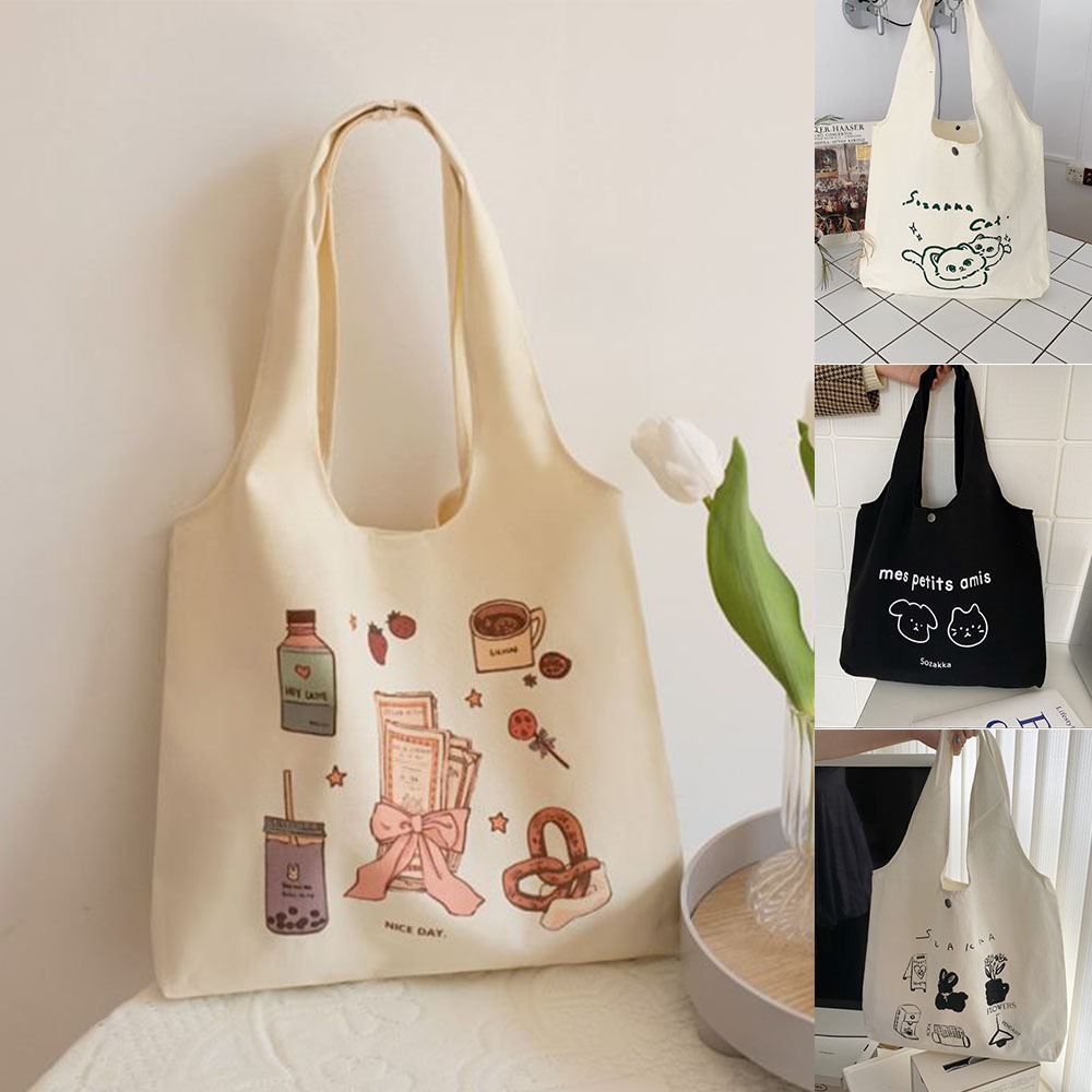 Tote bag student korean style printed aesthetic totebag canves tuition ...