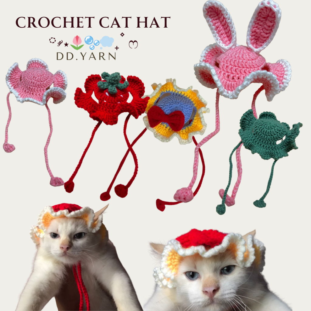 Crochet Cat Hat Topi Kucing kait Cat/Pet Accesories | Shopee Malaysia