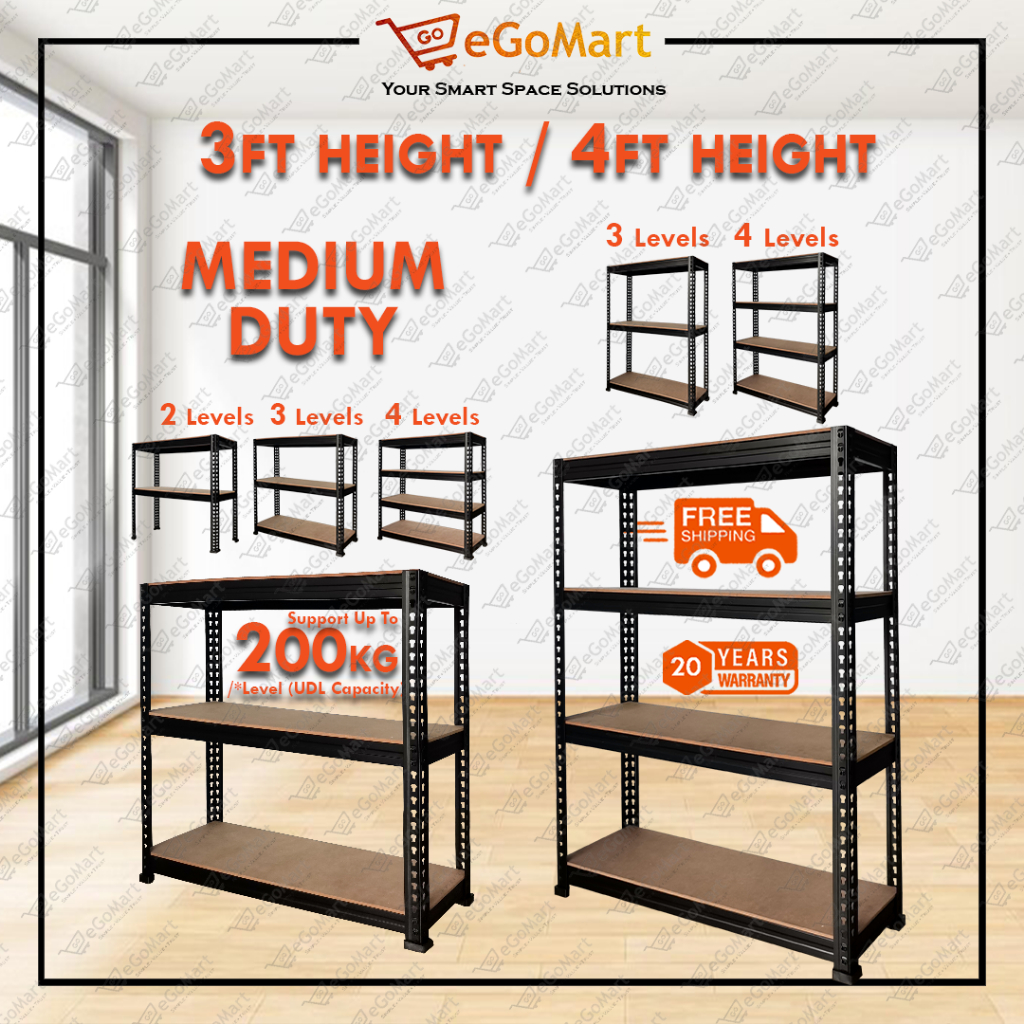 eGoMart [200KG / Level] Home Uses Small Boltless Rack Shelf Rack Rak ...