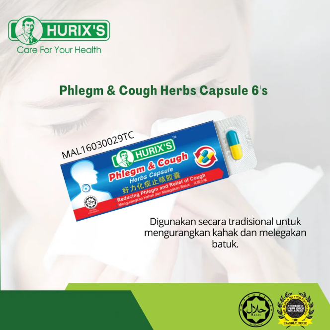 Hurix's Phlegm & Cough Herbs Capsule 6's(exp2026) Shopee Malaysia
