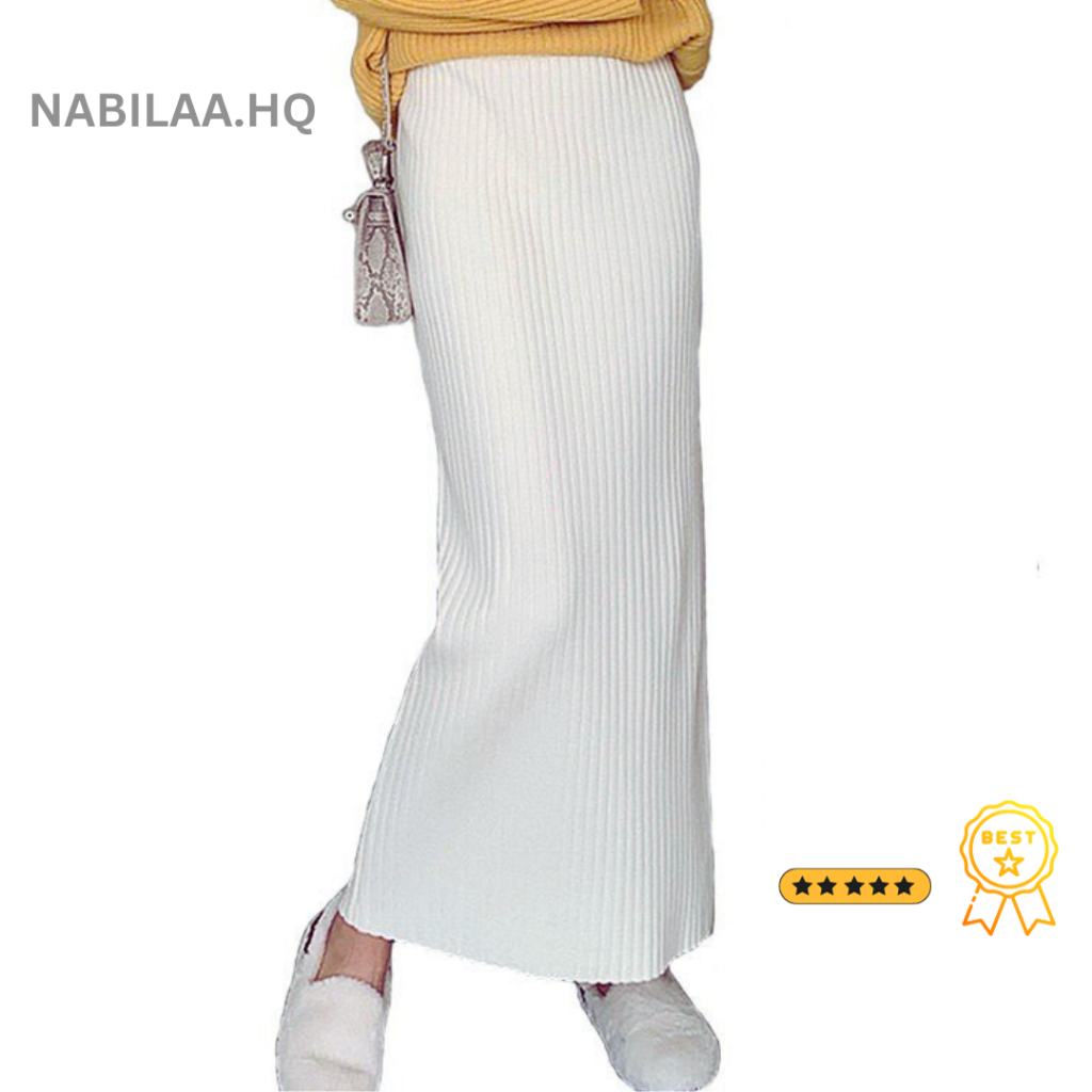 Ready Stock Women Skirt Maxi Skirt Rok Rajut Span Tebal High Rok Rajut  Premium Pencil Skirt Panjang Knit Skirt