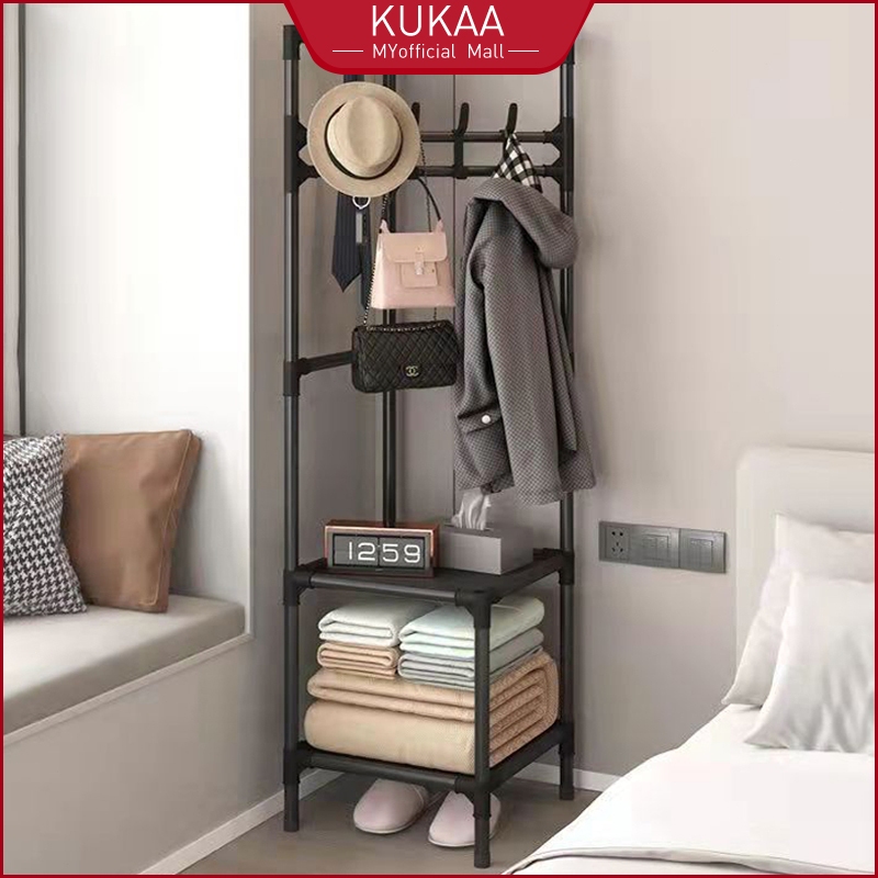 Simple Black/White Floor Coat Rack Shoe Hat Rack Bedroom Cloth Rack ...
