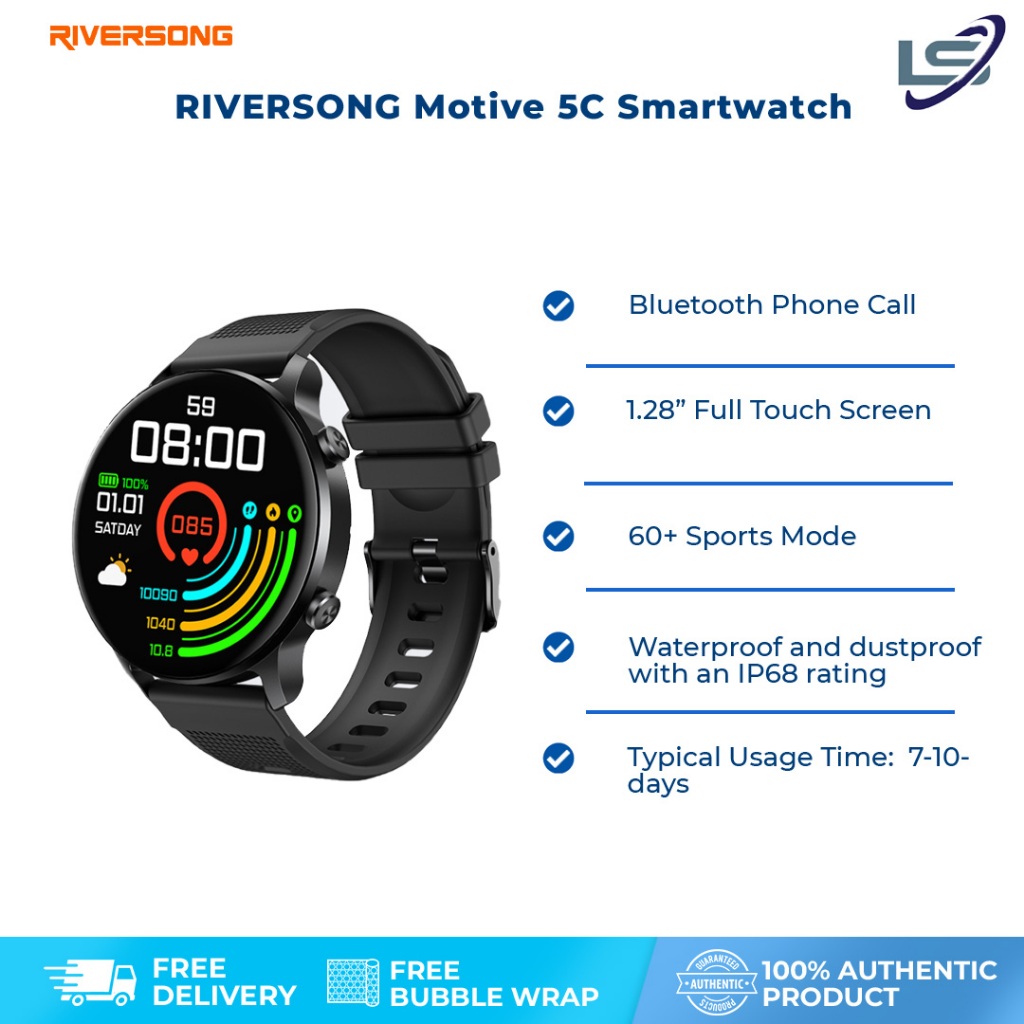RIVERSONG Motive 5C Smartwatch | 1.28" Full Touch Screen | Bluetooth ...