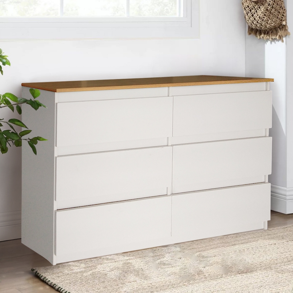 TERMURAH 6 COMPARTMENT 3 TIER CHEST DRAWER LACI KAYU 6 KOMPARTMENT LACI KAYU STORAGE WARDROBE DRAWER IKEA STYLE Shopee Malaysia