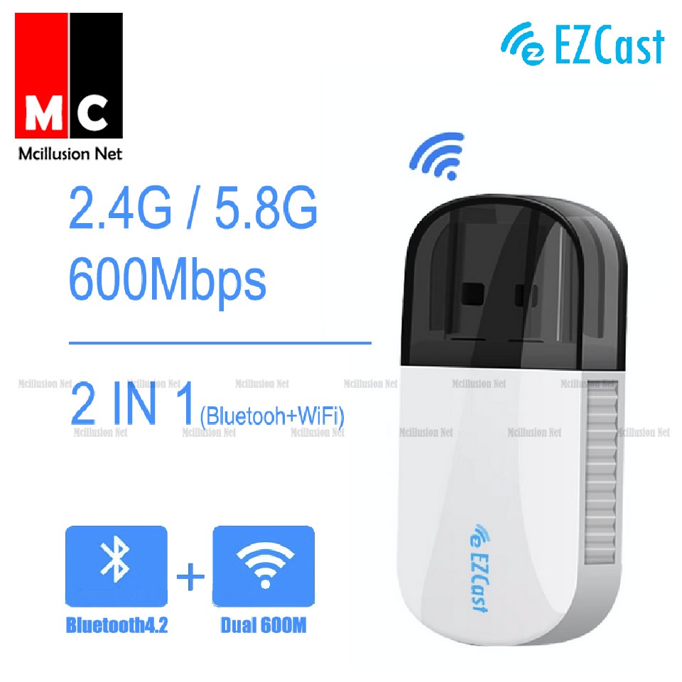 Ezcast 600Mpbs Bluetooth WiFi 2 in 1 Computer adapter Wireless wifi 2