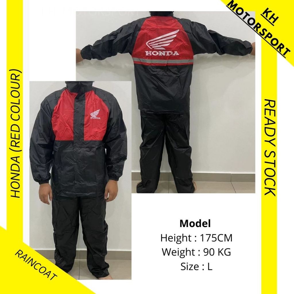 Raincoat For Motorcycle By Honda Red Colour Yamaha Blue Colour Shopee Malaysia