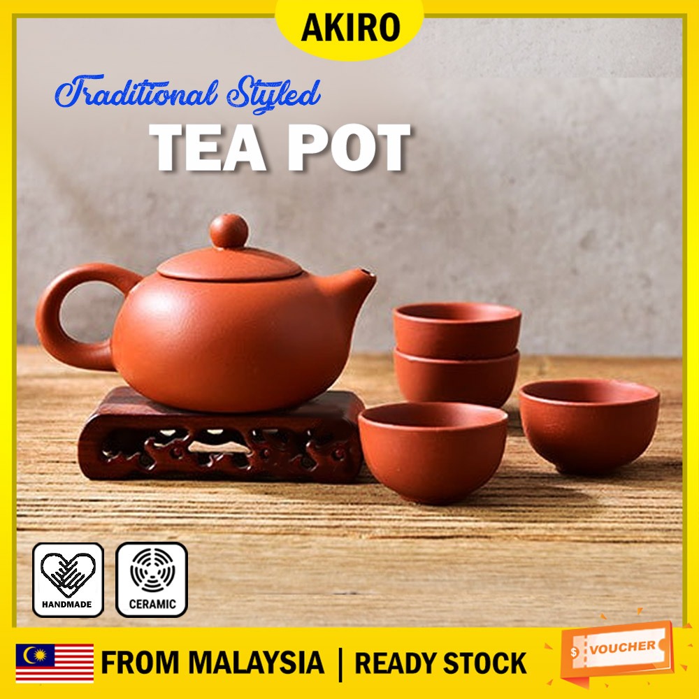 AKIRO Japanese Tea Pot Gift Set Porcelain Ceramic Tea Pot Set Handmade
