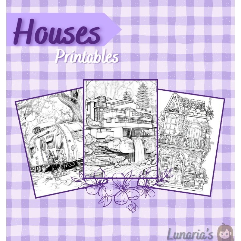 LUNARIA'S [Printables] Houses - 20 Colouring Pages For Kids and Adults ...