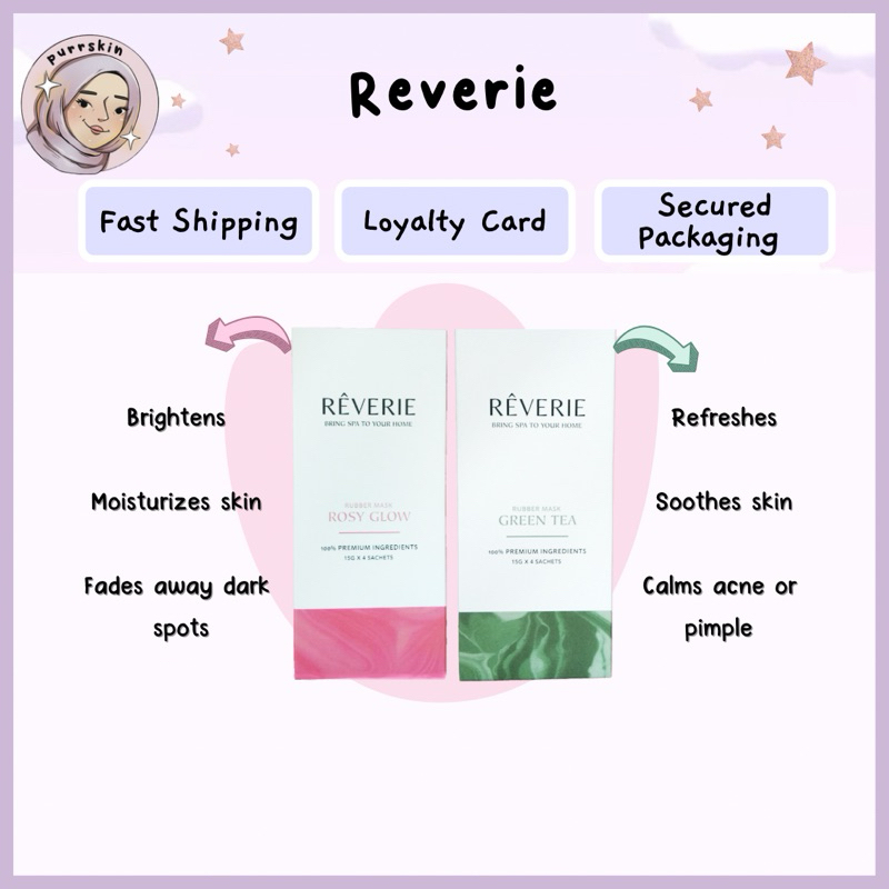 Reverie Rubber Mask Green Tea Rosy Glow 15g x 4 Sachets | Shopee Malaysia