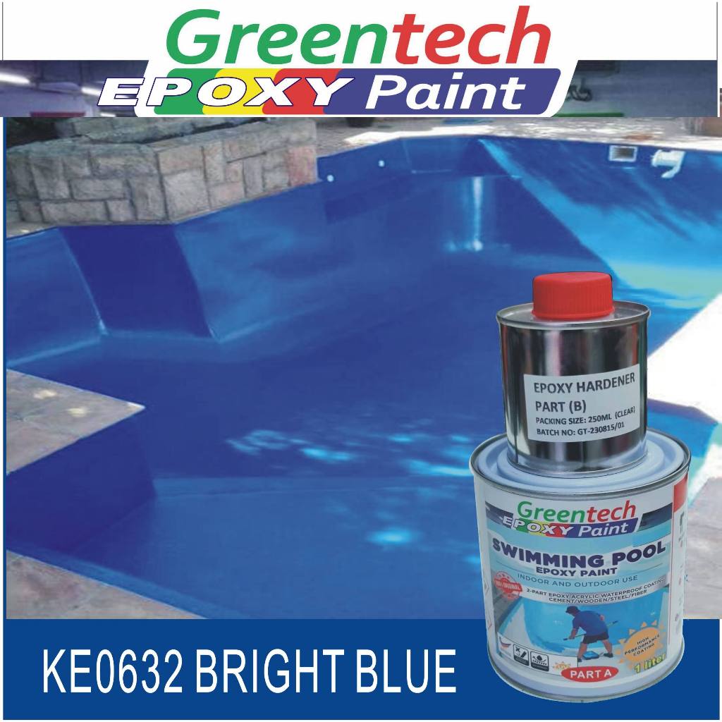 KE0632 BRIGHT BLUE ( 1L ) Swimming Pool Epoxy Paint, Cat Kolam High ...