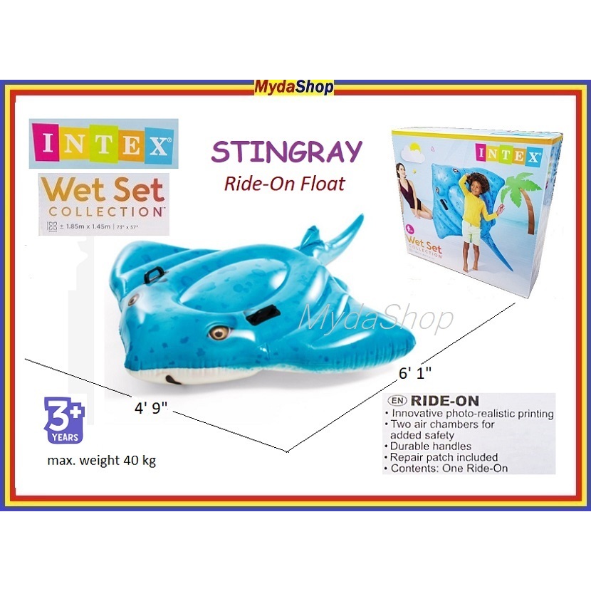 INTEX Swimming Pool Ride-On Float STINGRAY. Pelampung Ikan Pari ...