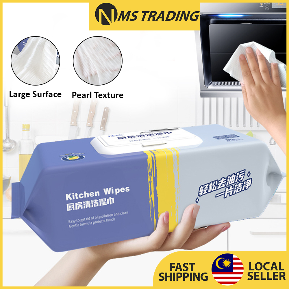 80pcs Kitchen Cleaning Wipes Strong Decontamination Kitchen Wipes Degreasing Lap Pembersih Dapur