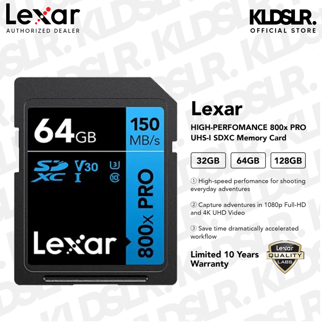 Lexar 32GB / 64GB / 128GB 120MB/s High-Perfomance 800x PRO V30 U3 Class ...