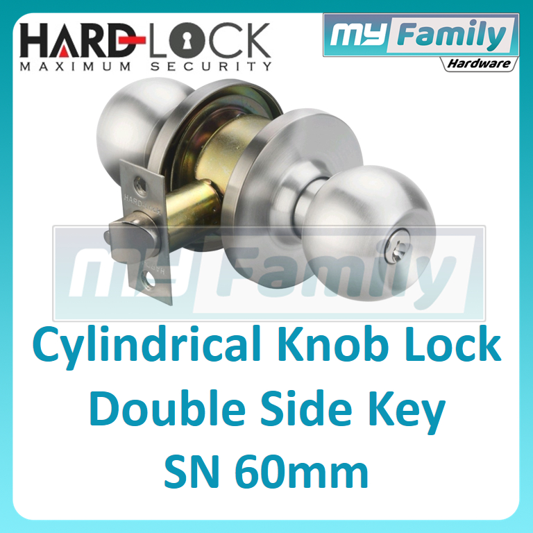 HARDLOCK HL5871-CM-SN Cylindrical Knob Door Pintu Lock Double Side Key ...