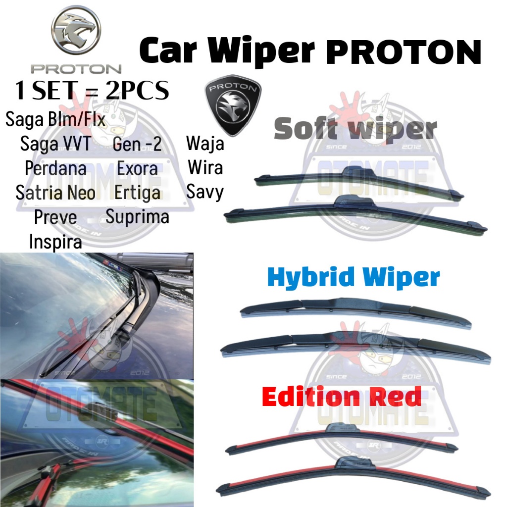 PROTON WIPER 1 set SEPASANG Car Wiper Soft Rubber Wipers Blade suitable