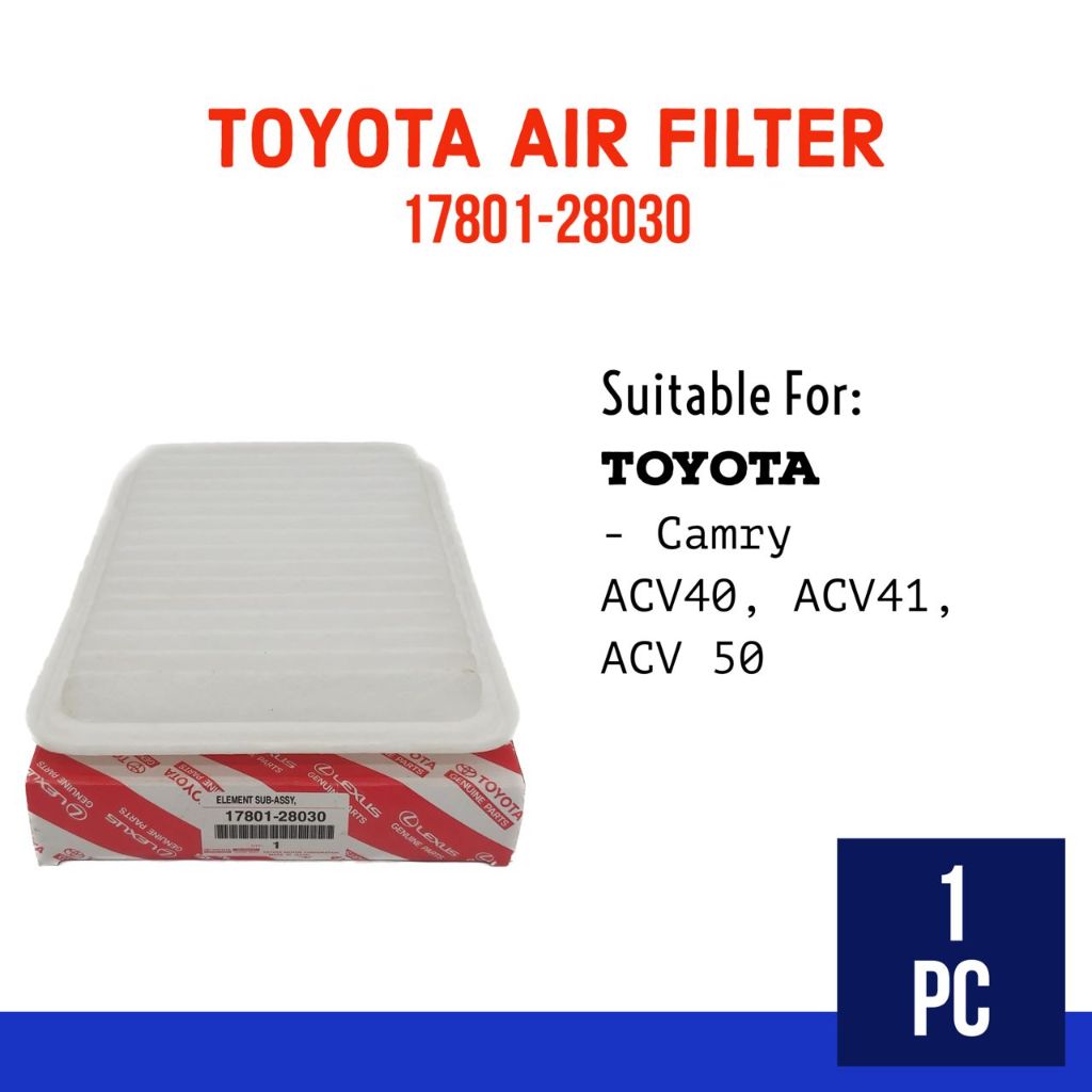 TOYOTA 17801-28030 AIR FILTER - TOYOTA CAMRY ACV40/ ACV41/ ACV50 JAPAN ...