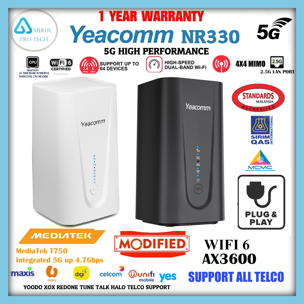 5G 4G Mod Modem AX3600 WiFI6 Build in Fan NR 330 NR330