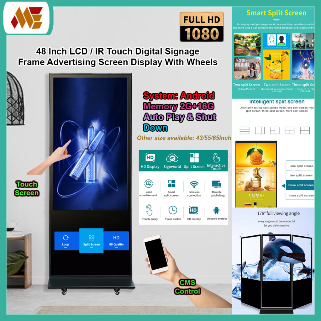 48 Inch Touch Screen LCD Interactive Advertising Display/ Kiosk Digital ...