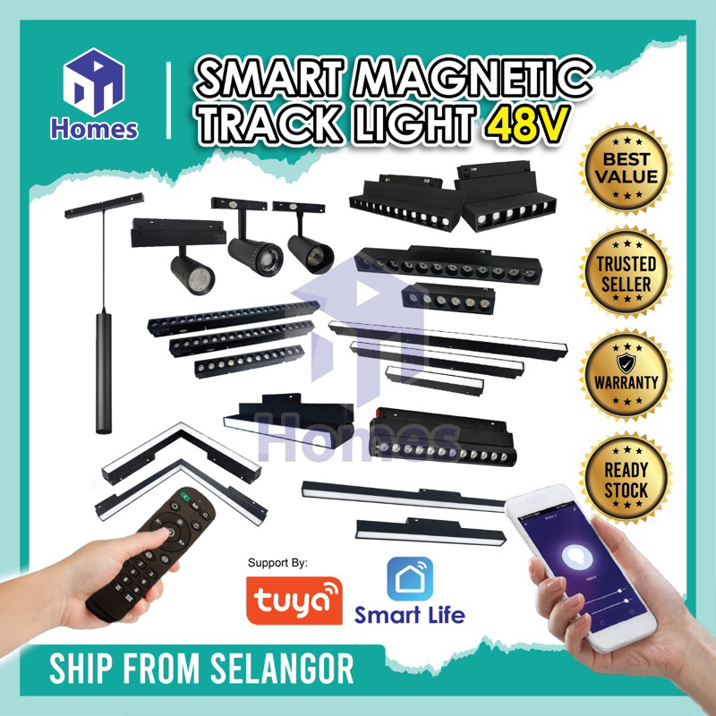 Homes Smart Magnetic Track Light 48V, Lampu LED Magnetic Trek, Magnetic ...