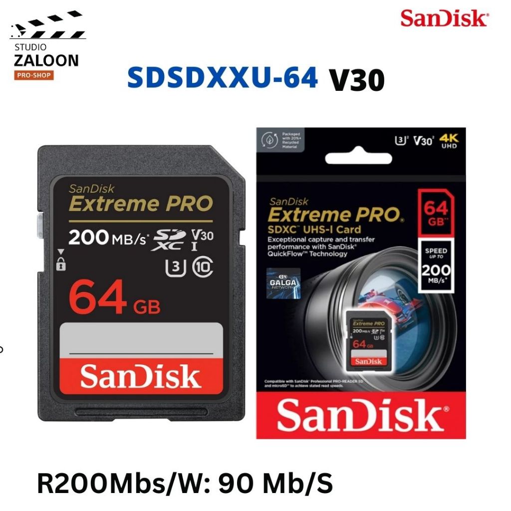 Sandisk Extreme Pro SD Memory Card Class 10 4K UHS-1 V30 Full HD Video U3