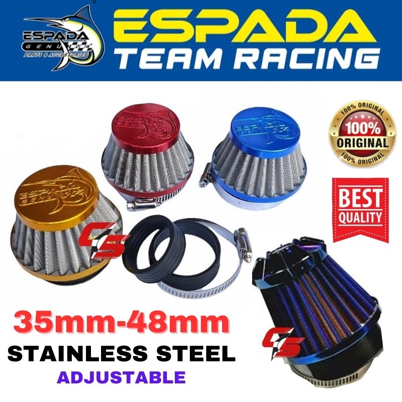 ESPADA AIR FILTER RACING (Adjustable) UNIVERSAL STAINLESS STEEL 28MM
