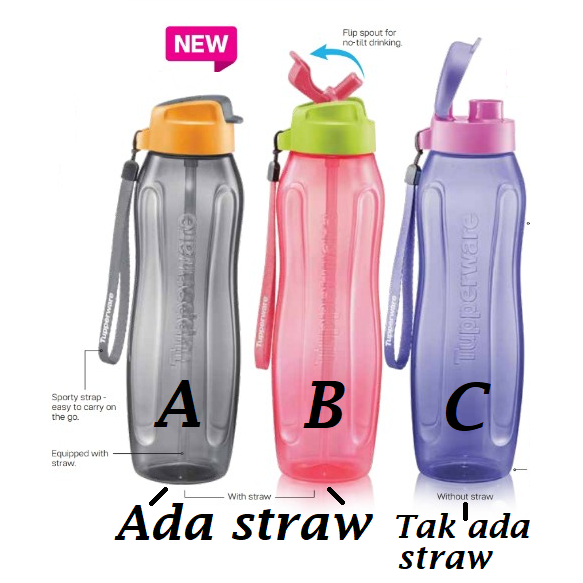 *1pc/2pcs/3pcs*Tupperware Slim Eco Bottle 1L with Straw or without ...