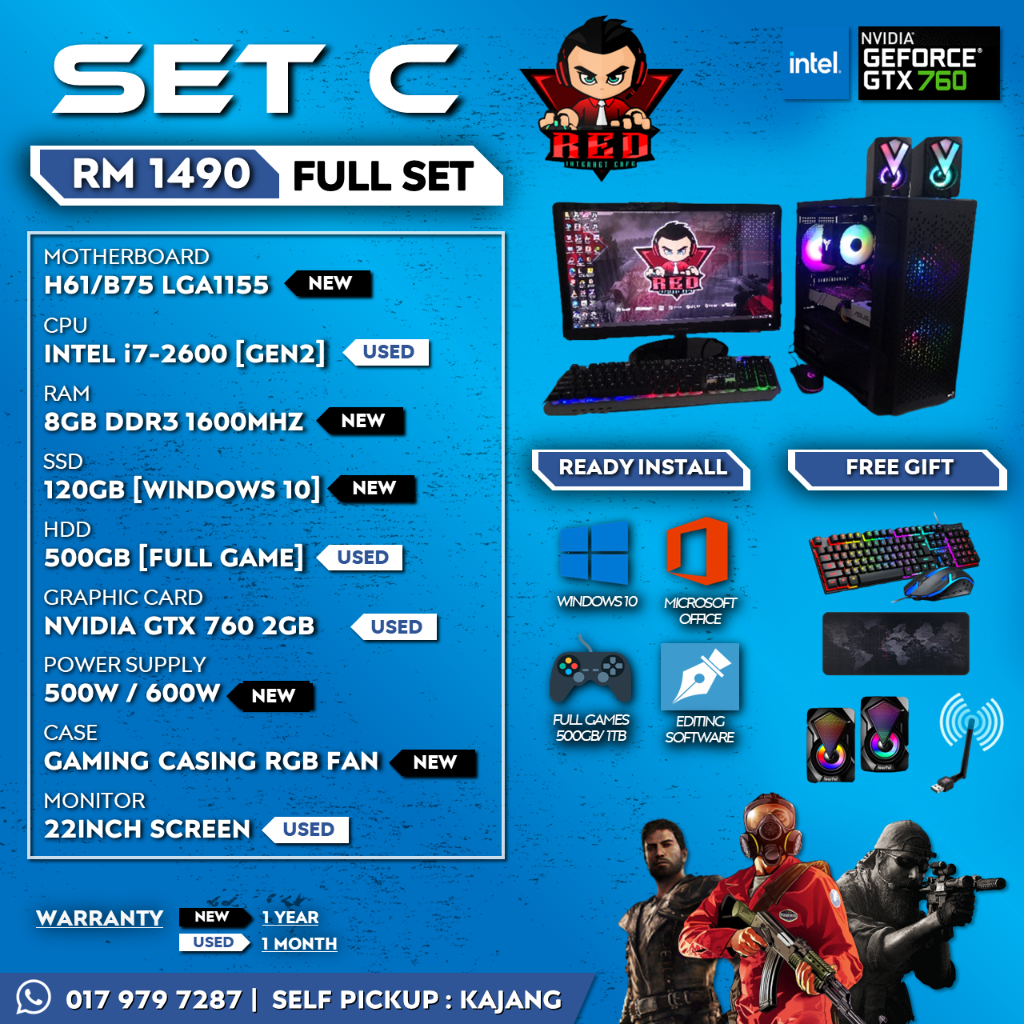 PC Gaming Full Set SIAP FREE FULL GAMES / Desktop Budget Full Set /PC