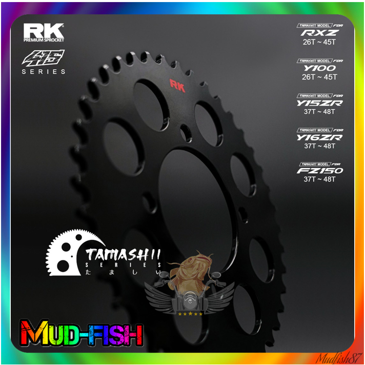 GEGANCU HITAM RK TAMASHII SERIES STEEL REAR SPROCKET FOR YAMAHA Y100 ...