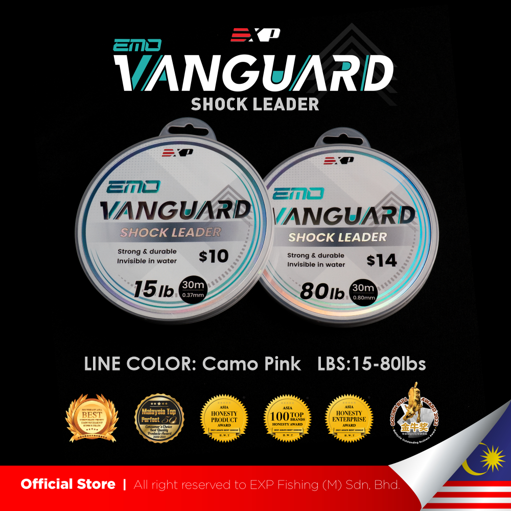 EXP EMO VANGUARD Shock Leader Camo-Pink Tali Leader Line Tali Perambut ...