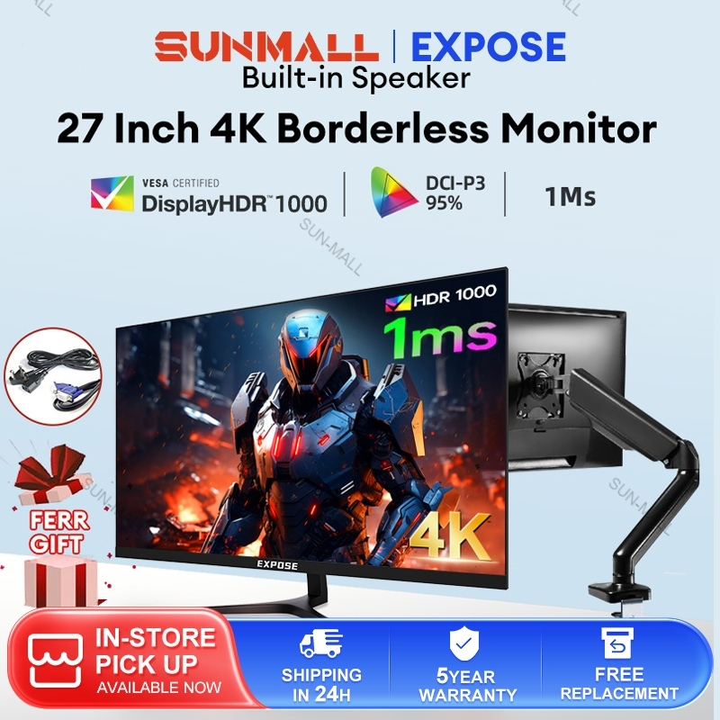 Monitor PC 27 Inch Curved Monitor Gaming Monitor 144hz With Speaker 4K ...