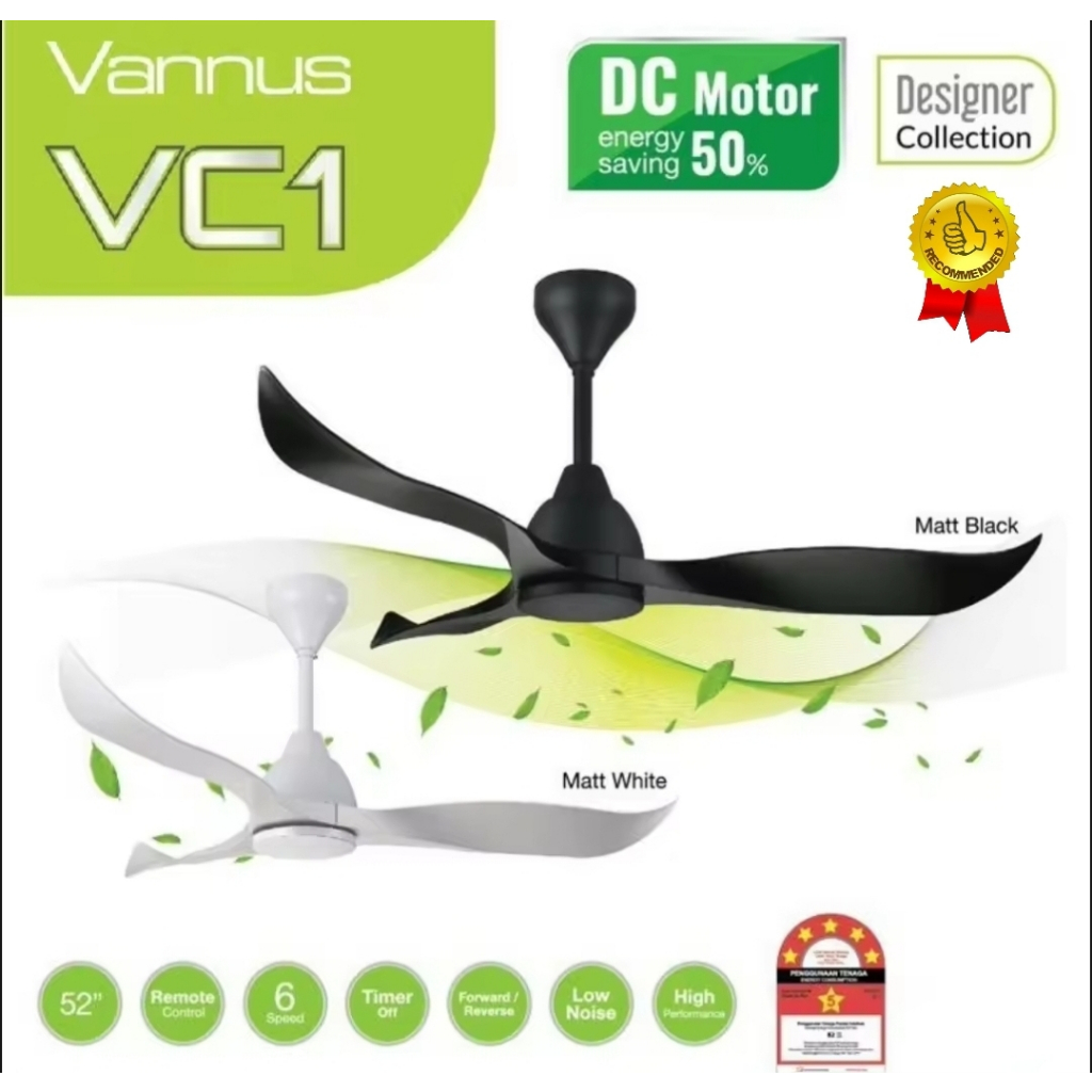 Alpha VANNUS VC1 DC Remote Control Ceiling Fan Matt Black and Matt