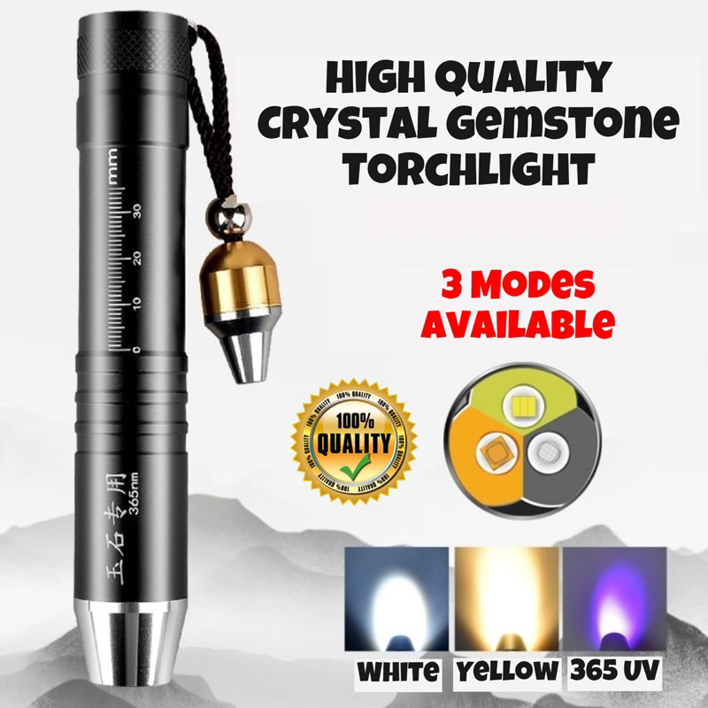 High Quality Jade Crystals Gemstone Torchlight with 3 in 1 Mode (White