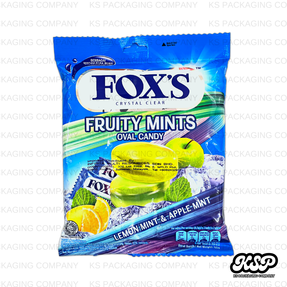 125g Fox's Crystal Clear Fruits Oval Candy Lemon Mint & Apple Mint