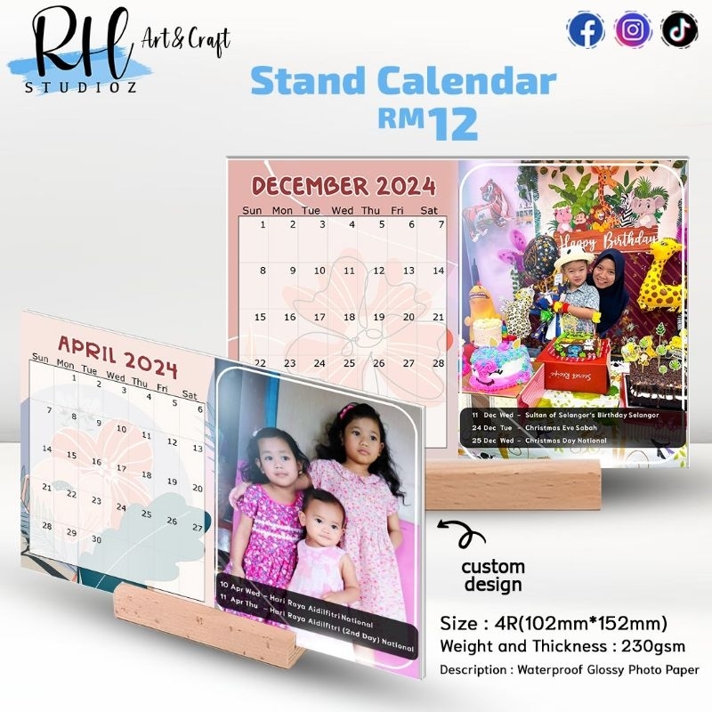 Minimalist stand wooden calendar 2025 | Shopee Malaysia