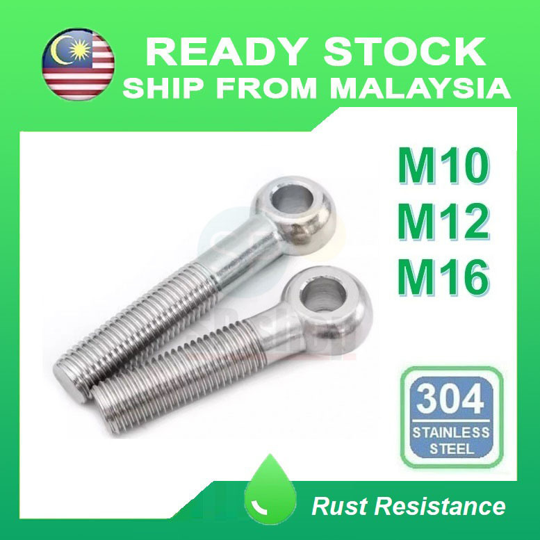 M16 x 70mm Machinery Shoulder Swing Lifting Eye Bolt 304 Stainless Steel