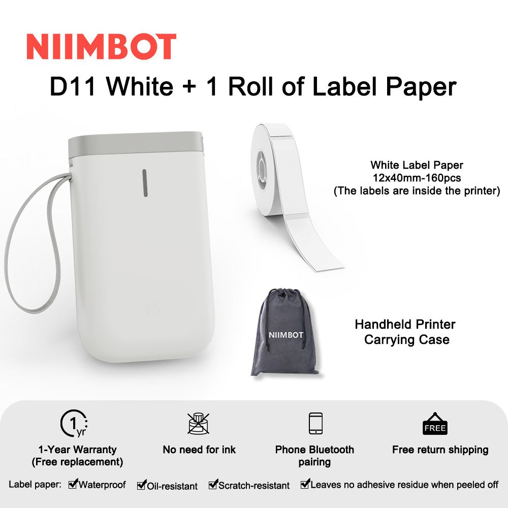 Nimbot D11 Bluetooth Thermal Label Printer (Black)