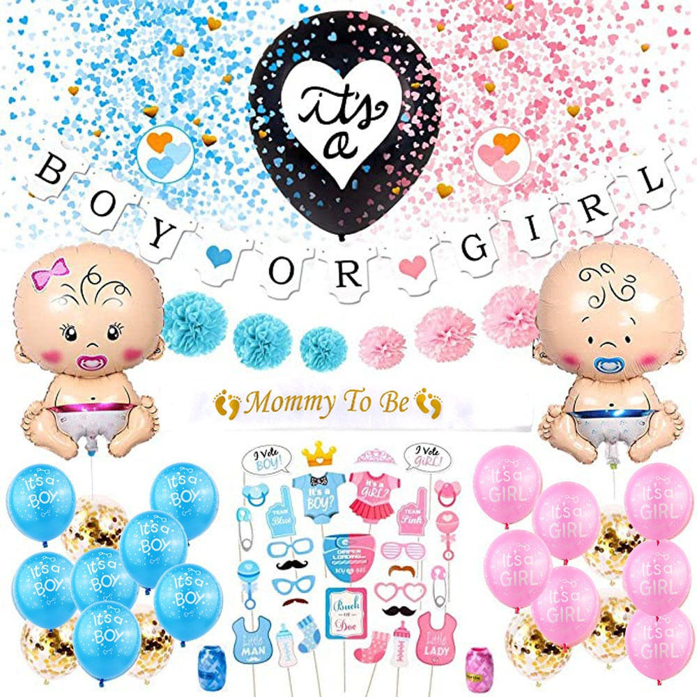 Gender Reveal Balloons Boy or Girl Baby Shower Balloon Gender Reveal ...