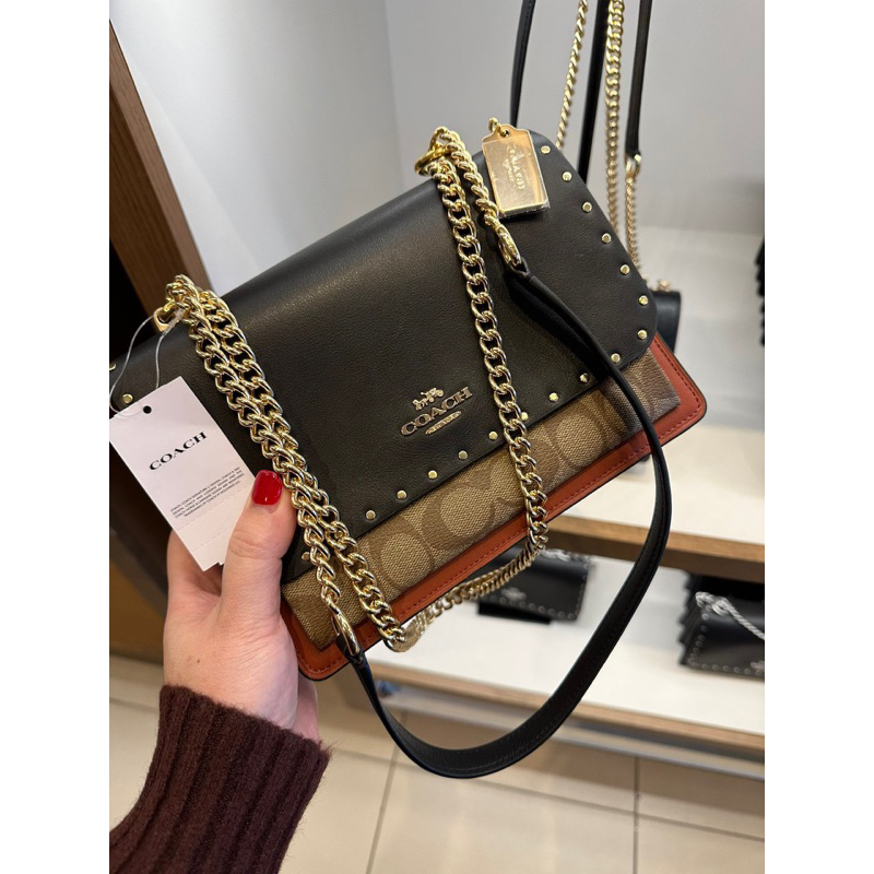 Coach Klare Crossbody Bag in Signature Canvas with Rivets Shopee